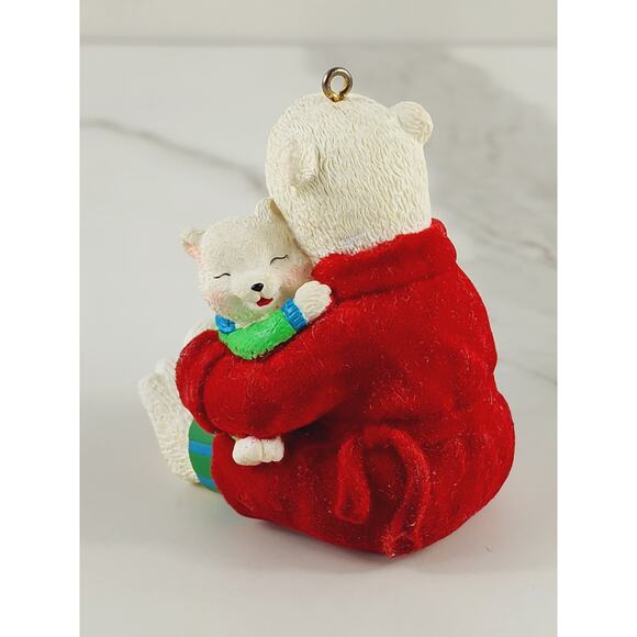 AGC Teddy Bear w/ Baby Ornament To My Dad Figurine Year 2000 White Red 2 3/4" - Picture 6 of 16